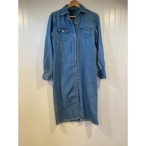 Lauren Ralph Lauren Western Denim Shirt Dress Women's Size 4P, Cowgirl Boho VTG